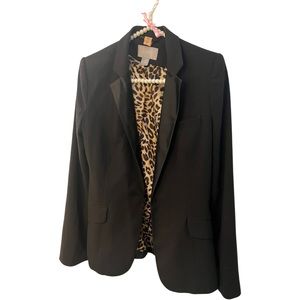 Zara Blazer Black With Leopard Lining Size Small